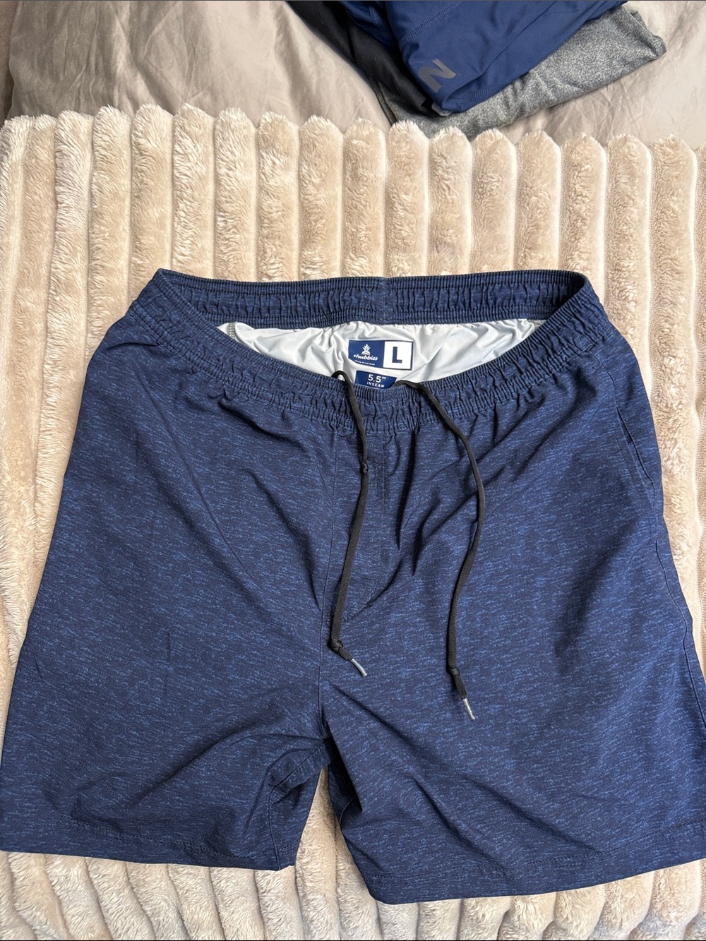 chubbies Navy Heather Performance Drawstring Shorts
